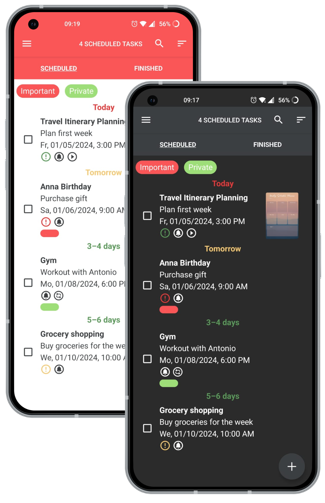 Todo Reminder App Screenshot - Task management interface